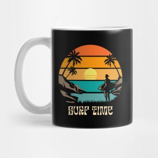 Vintage Retro Sunset Surf Time Mug
